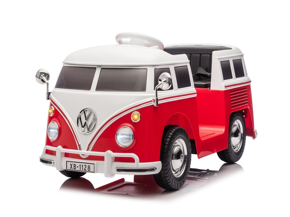 Volkswagen T1 Classic Bus, 12 Volt Kinderauto Met Rubberen Banden En Meer!